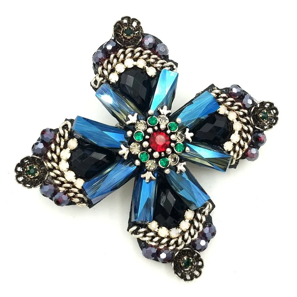 Dark Blue Cross Brooch