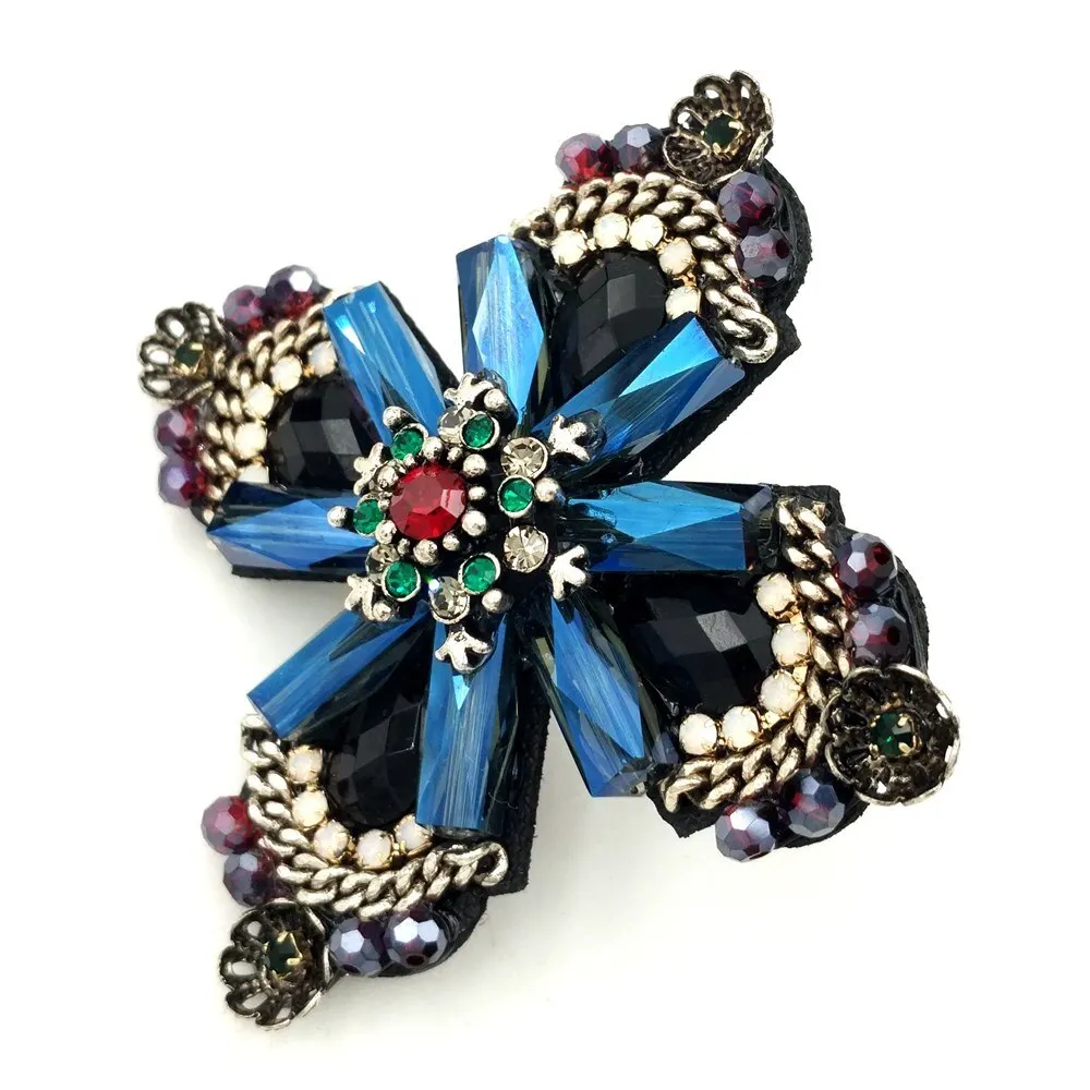 Dark Blue Cross Brooch