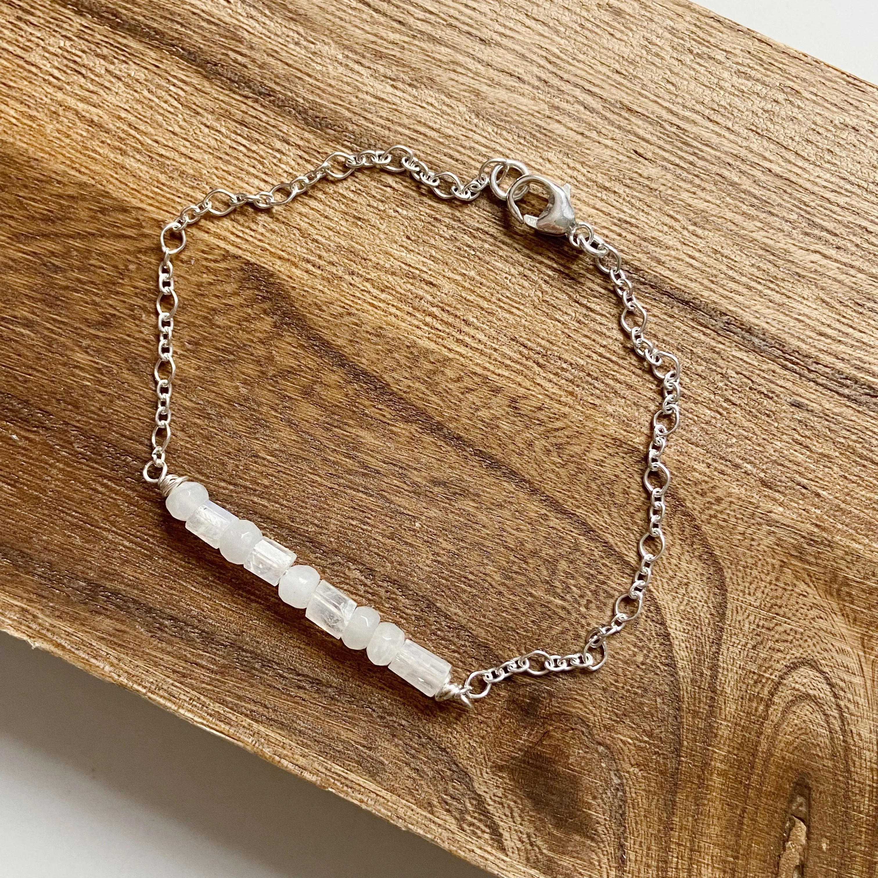 Delicate Moonstone Chain Bracelet in Gold or Silver