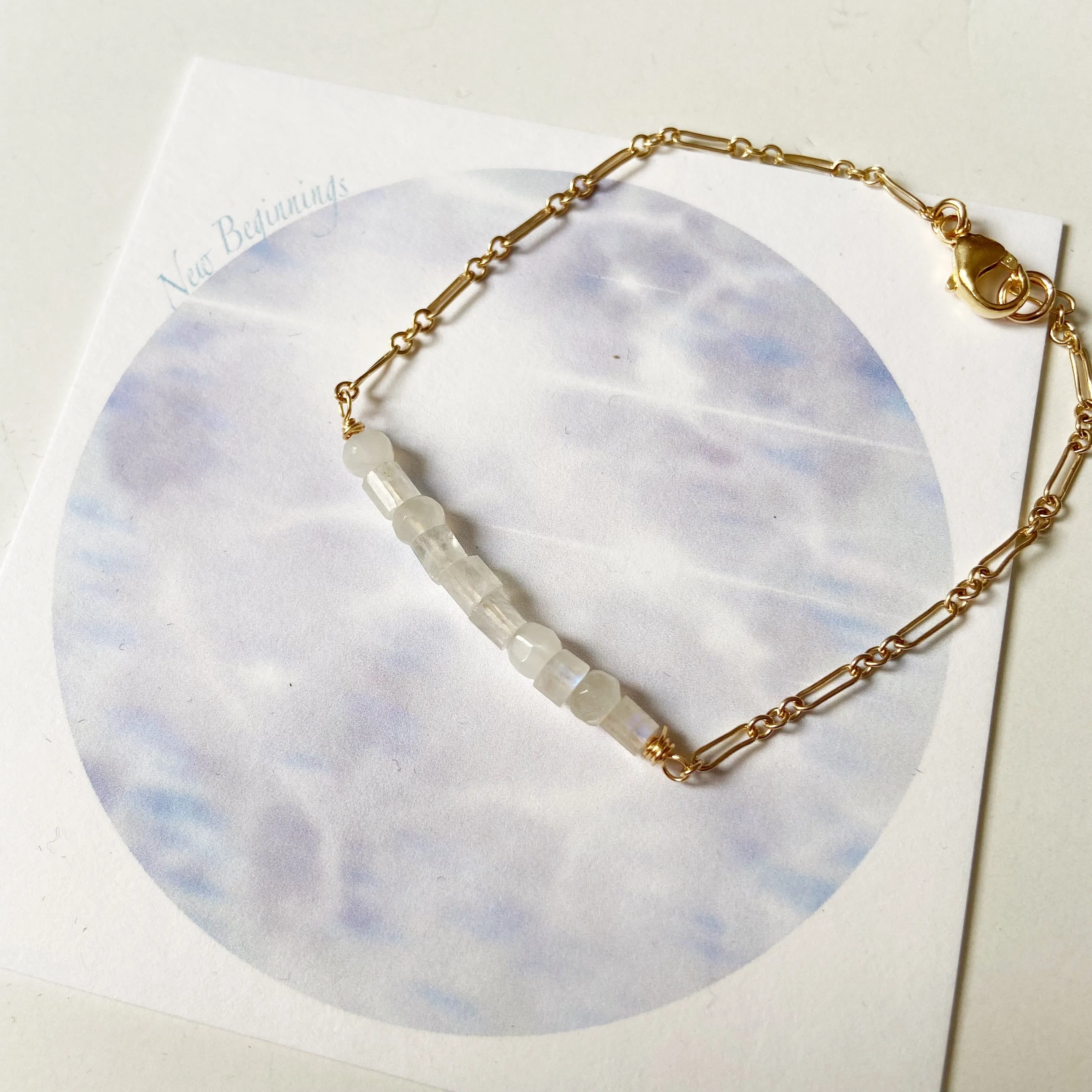 Delicate Moonstone Chain Bracelet in Gold or Silver