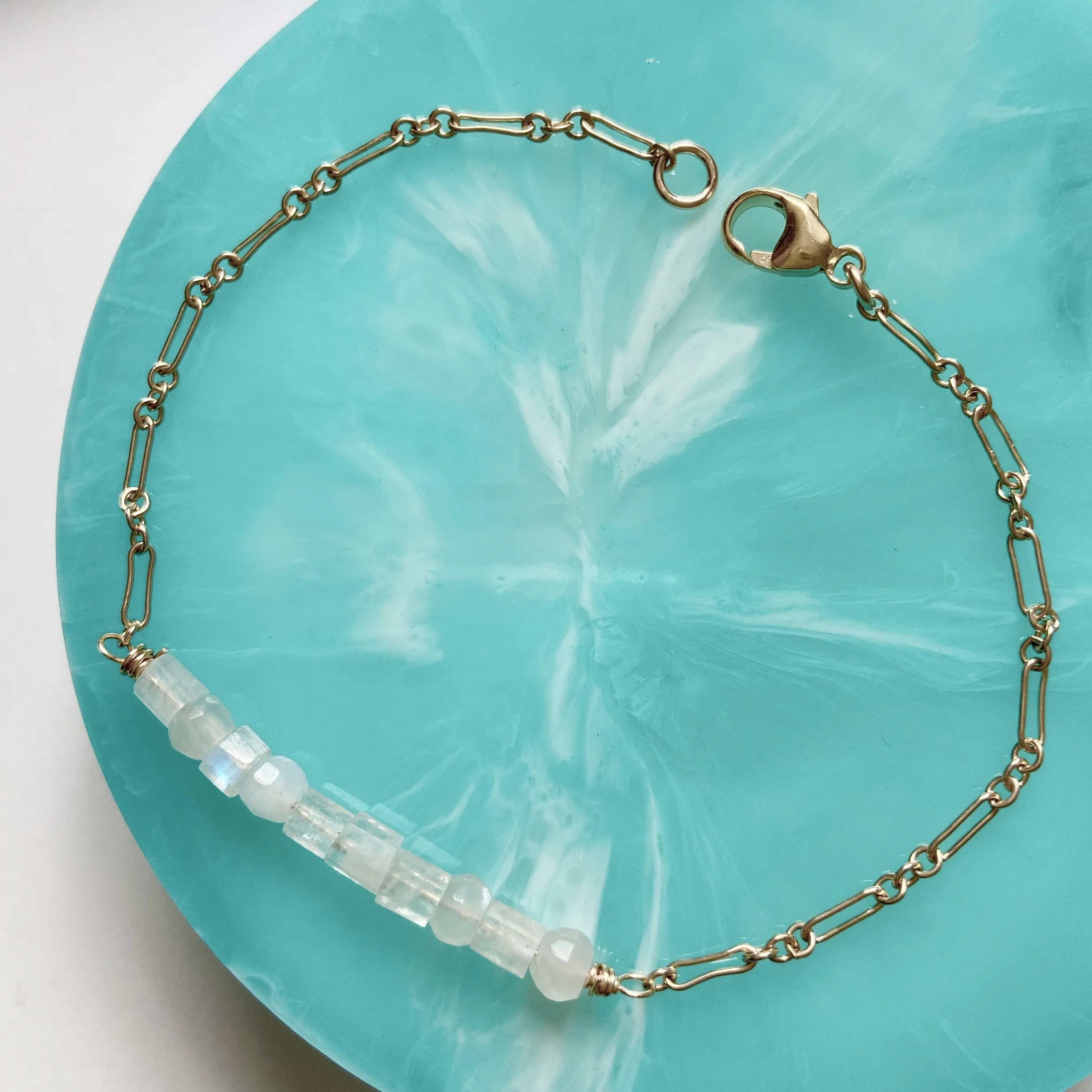 Delicate Moonstone Chain Bracelet in Gold or Silver