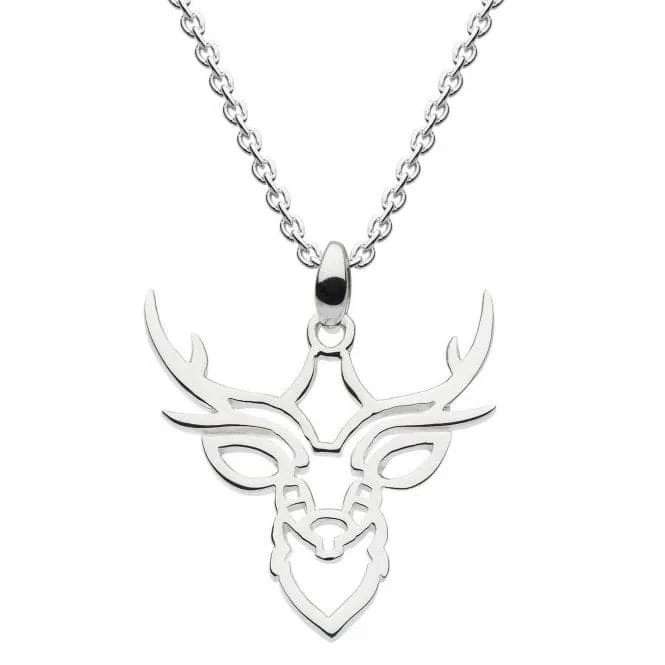 Dew Sterling Silver Stag Head Outline Pendant 9024HP024