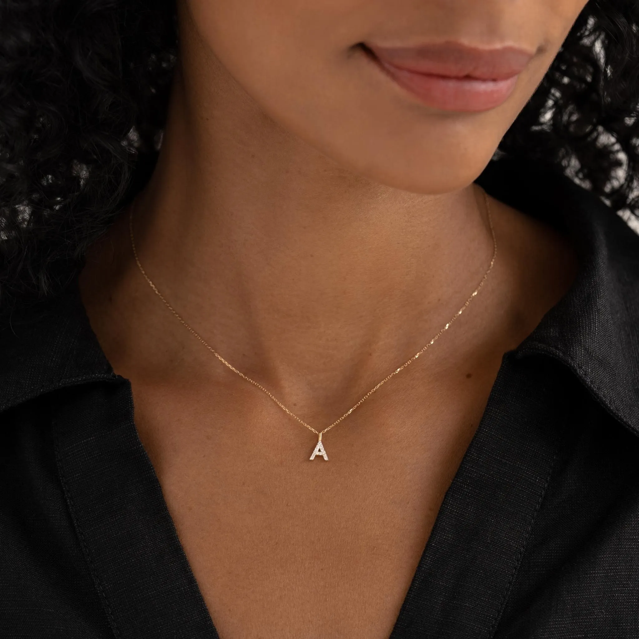 Diamond Initial Pendant 14k Gold - W