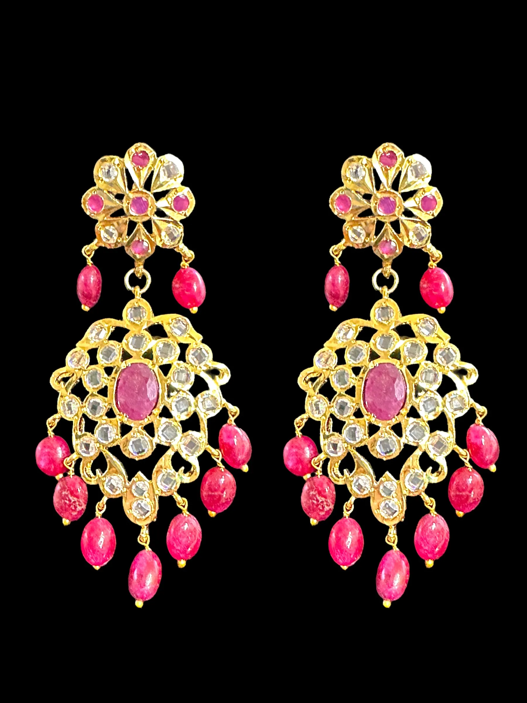 DLN34 Gold plated Rani haar in fresh water pearls and rubies ( READY TO SHIP )