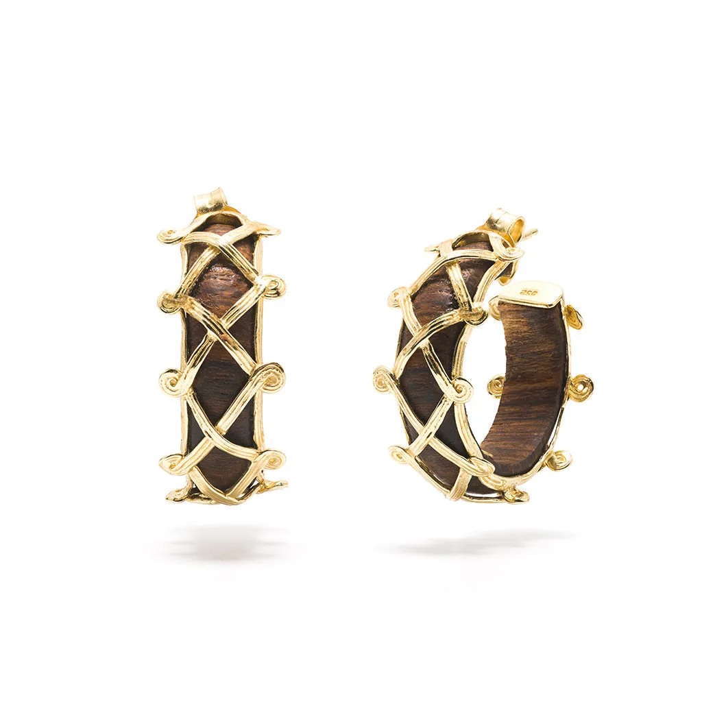 Earth Goddess Hoop Earrings - Teak