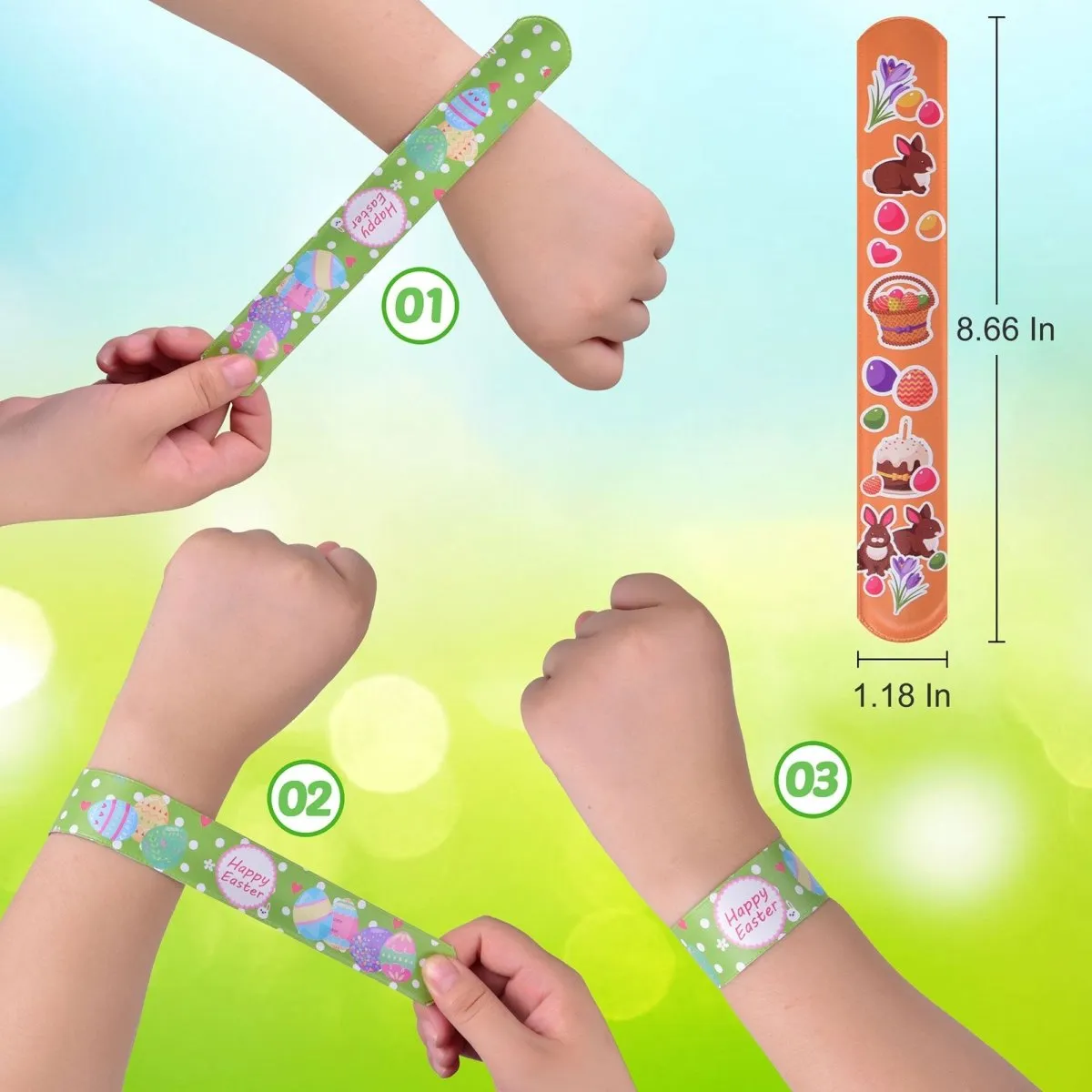 Easter Party Favors for Kids Slap Bracelets 50pcs