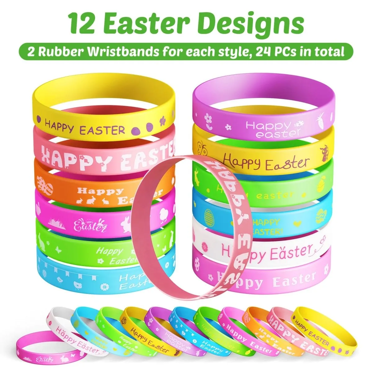 Easter Party Favors for Kids Slap Bracelets 50pcs