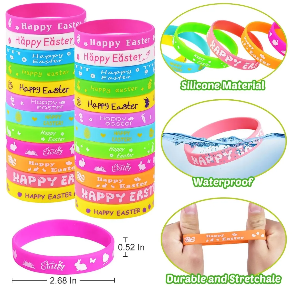 Easter Party Favors for Kids Slap Bracelets 50pcs