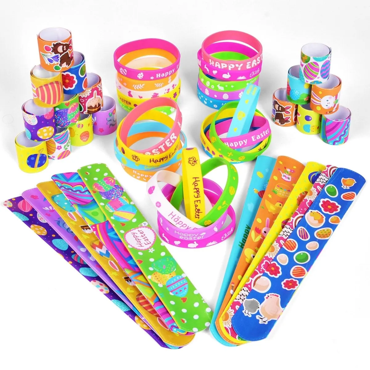 Easter Party Favors for Kids Slap Bracelets 50pcs