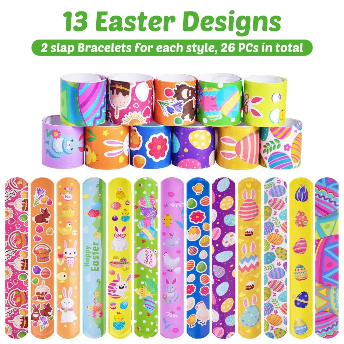 Easter Party Favors for Kids Slap Bracelets 50pcs