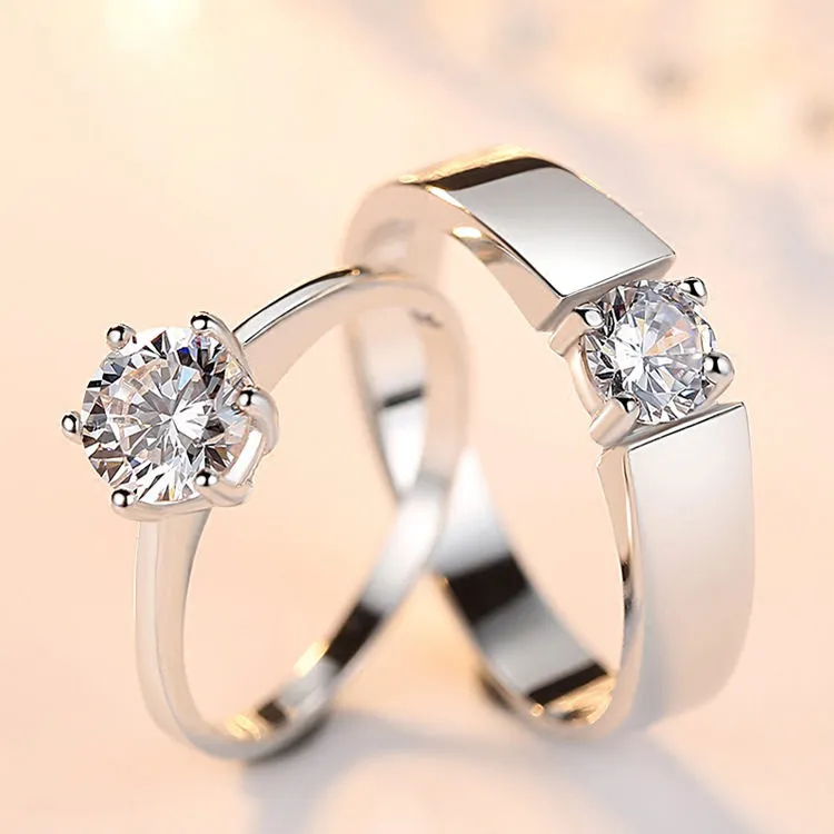 Elegant Crystal Stone Wedding Rings for Couples