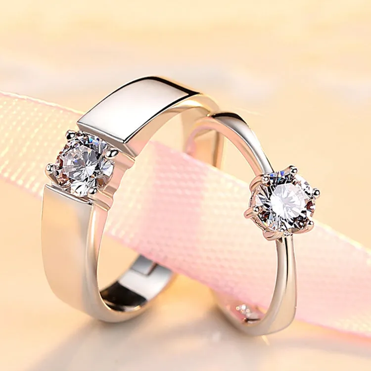 Elegant Crystal Stone Wedding Rings for Couples