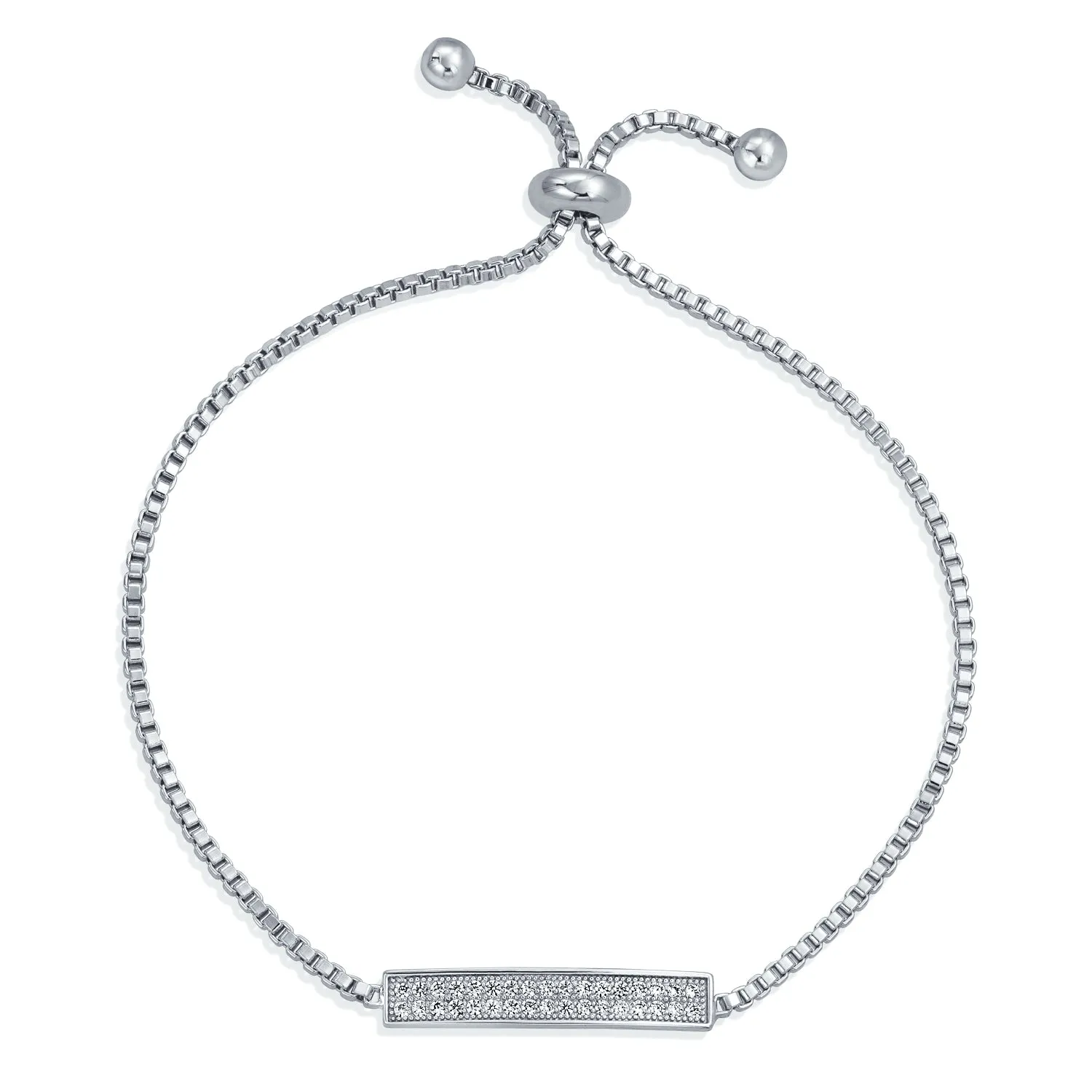 Elegant Modern Bridal Tennis Bracelet with Cubic Zirconia and Silver Plated Clasp