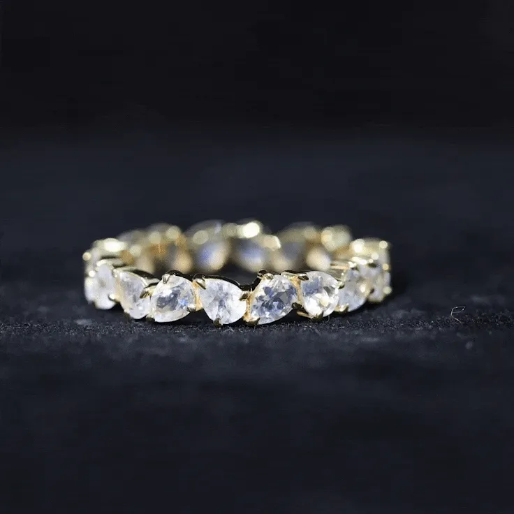 Elegant Pear Cut Moonstone Eternity Band Ring