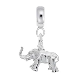 Elephant Charm Dangle Bead In Sterling Silver