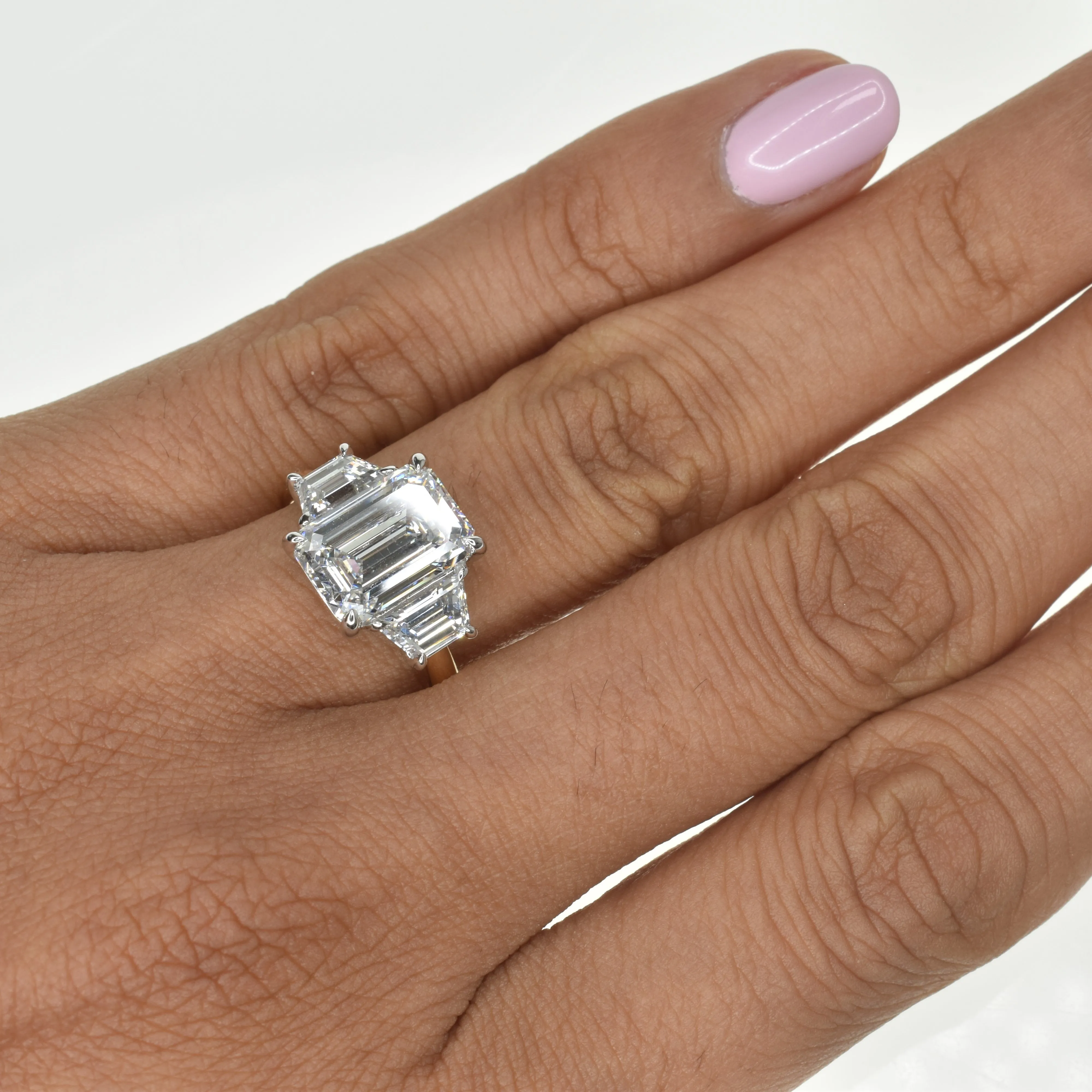 Emerald Cut Diamond Trilogy Ring