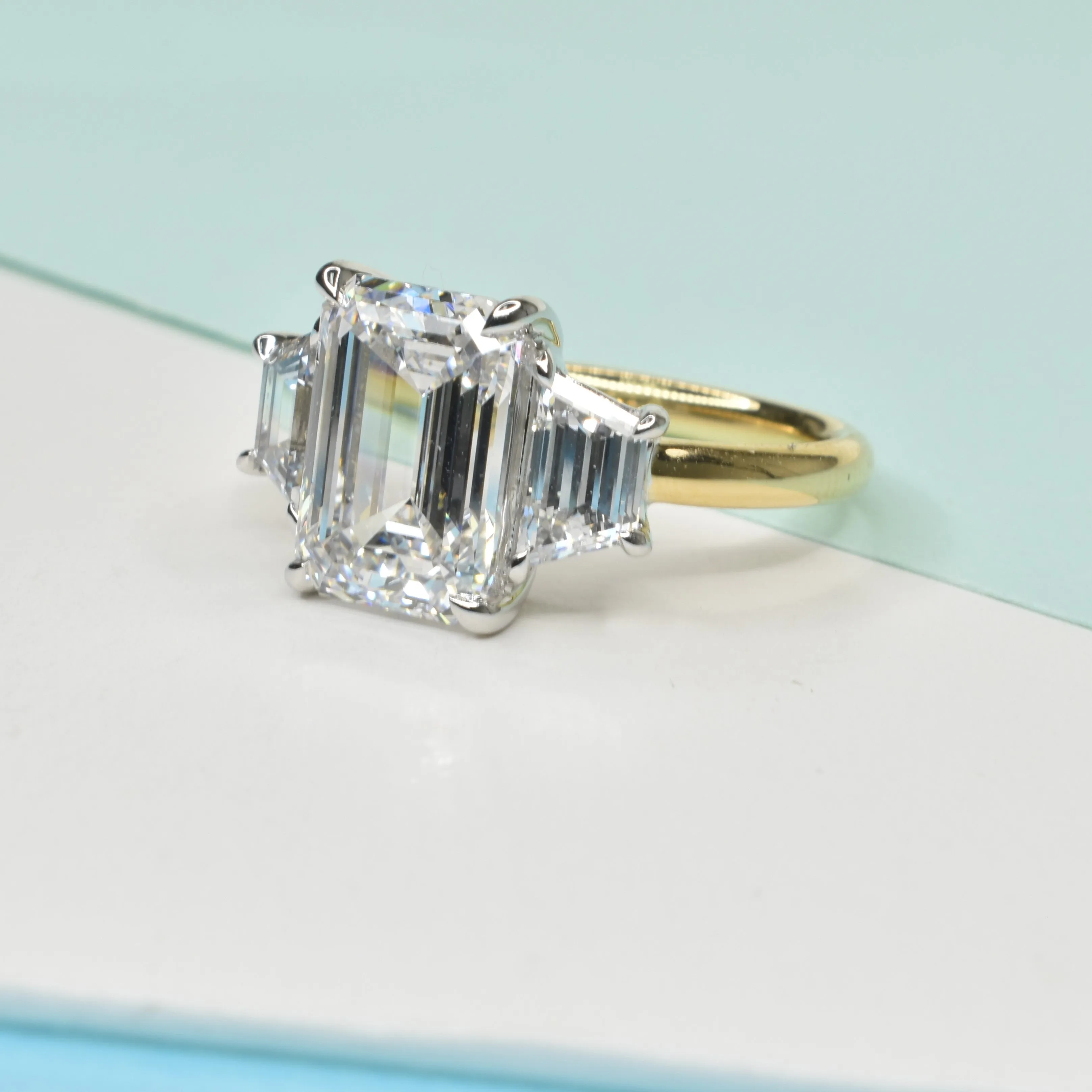 Emerald Cut Diamond Trilogy Ring