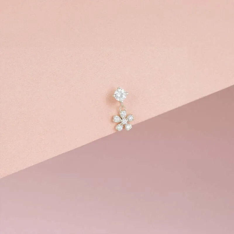 Flower Drop Ball Back Earrings