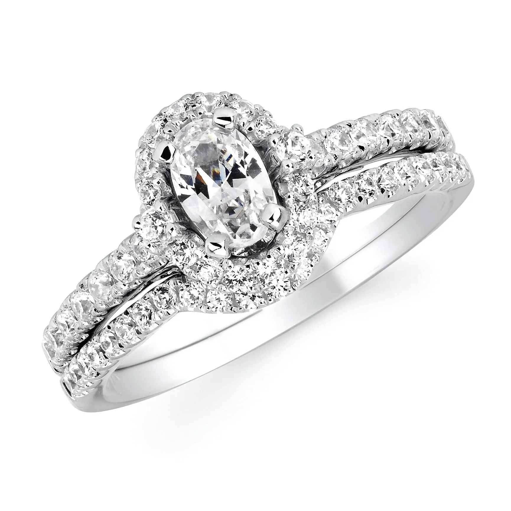 Forever Elegant&trade; 1/3 Ctw. Diamond Semi Mount shown with 1/2 Ctw. Oval Center Diamond in 14K Gold