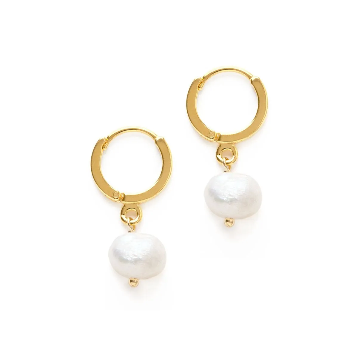 Fresh Water Pearl Huggie Hoop Earrings