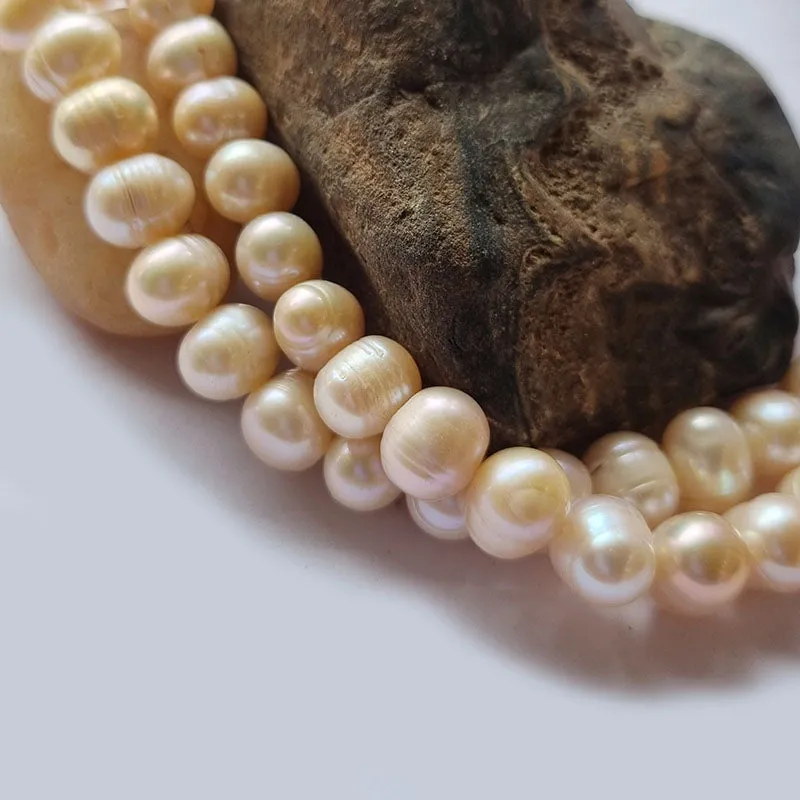 Freshwater, Pear, Real, Pearl, Sold, Per, Line, about,  44 Beads, String, Potato Natural, Color Size, Approximately 10mm