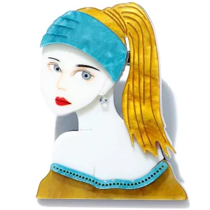 Girl With A Pearl Earring Acrylic Brooch