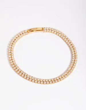 Gold Plated Cubic Zirconia Layered Bracelet