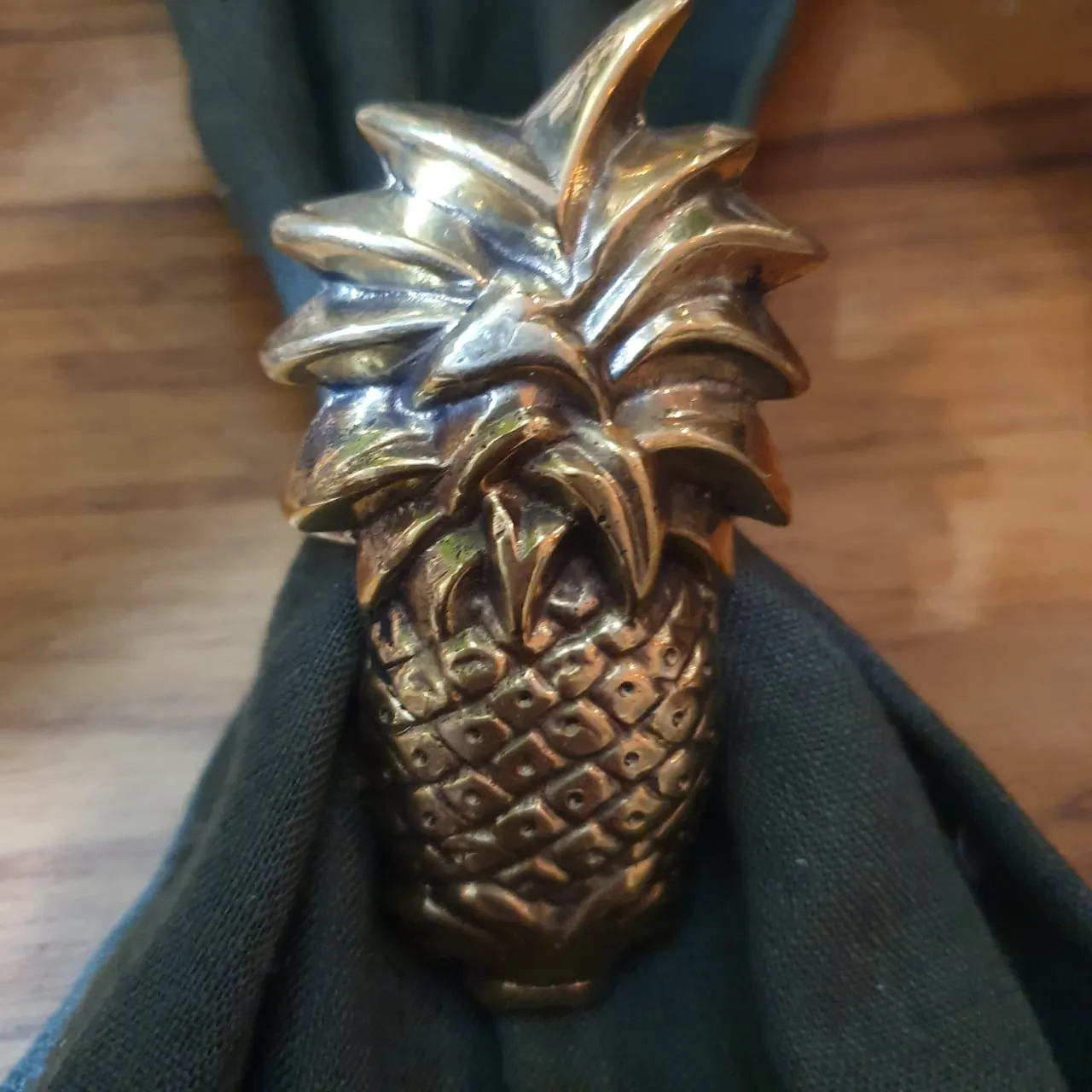 Golden Pineapple Brass Napkin Rings