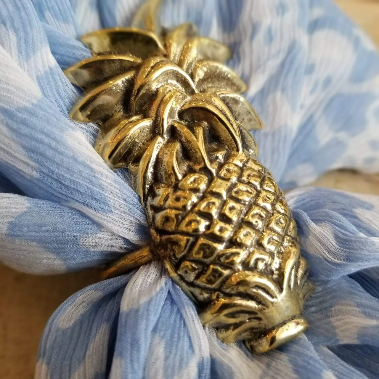 Golden Pineapple Brass Napkin Rings