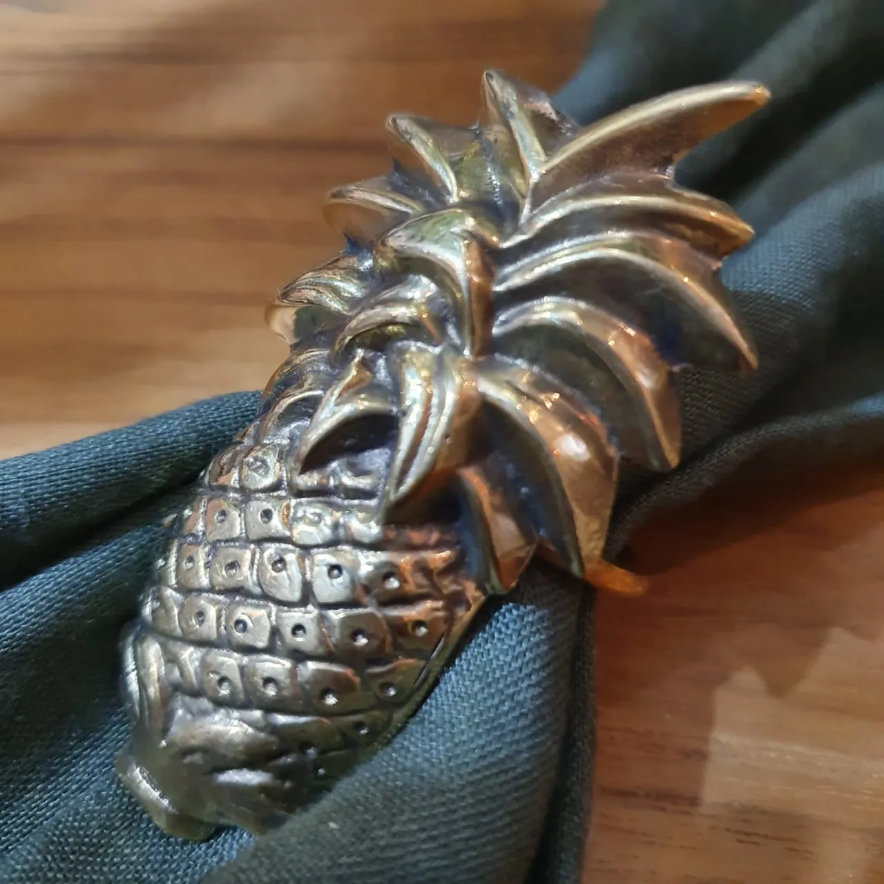 Golden Pineapple Brass Napkin Rings