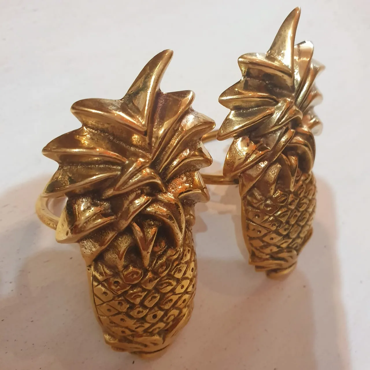 Golden Pineapple Brass Napkin Rings