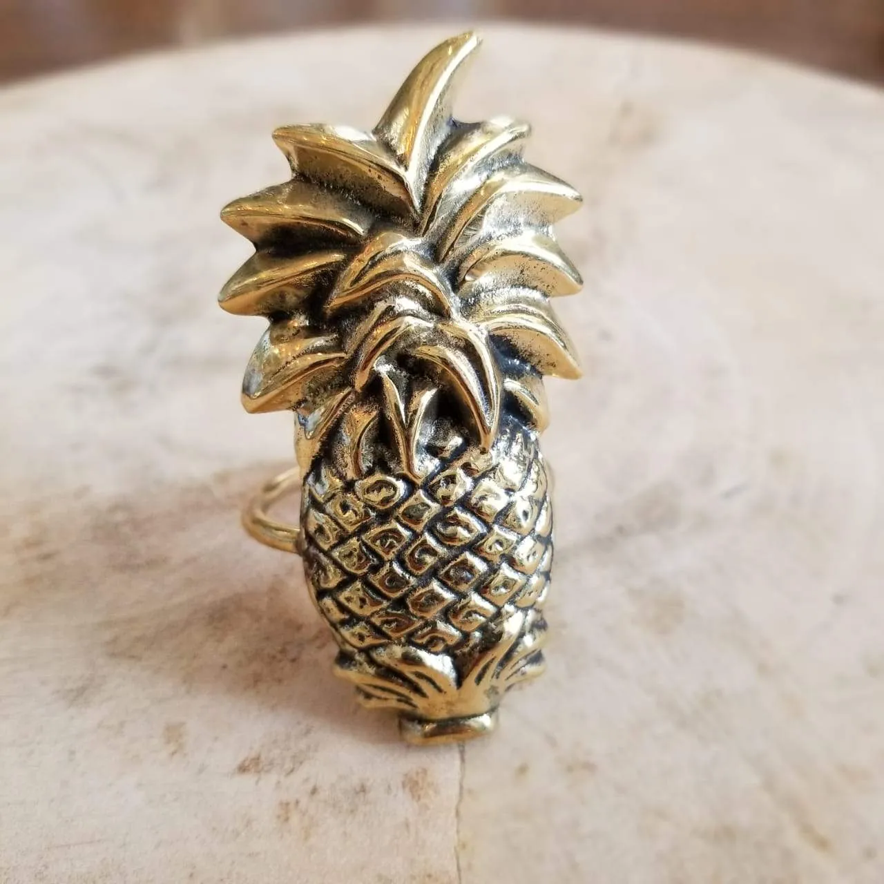 Golden Pineapple Brass Napkin Rings