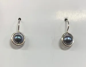 Grey Fresh Water Pearl Ball Earrings Sterling Silver