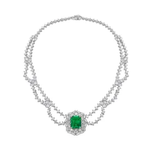 GRS Certified 11.80CT Colombia Emerald Necklace