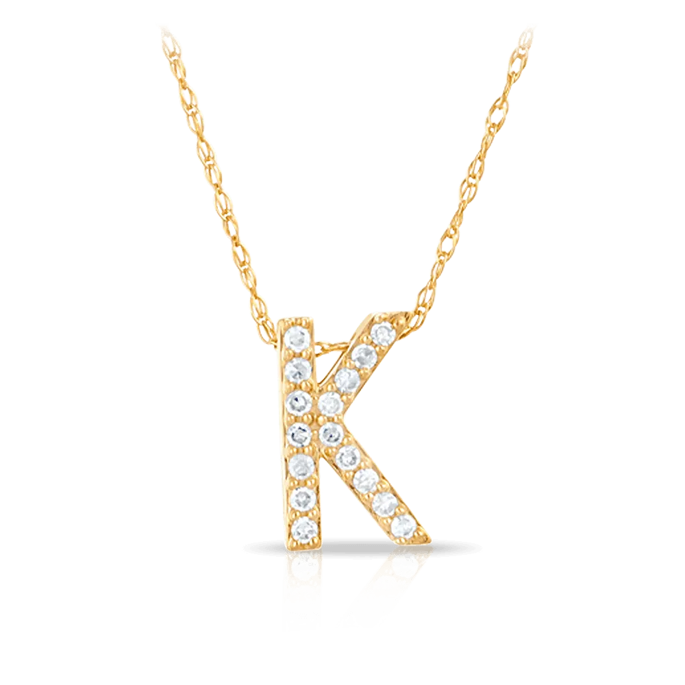 Initial Diamond Pendant set in 9ct Yellow Gold