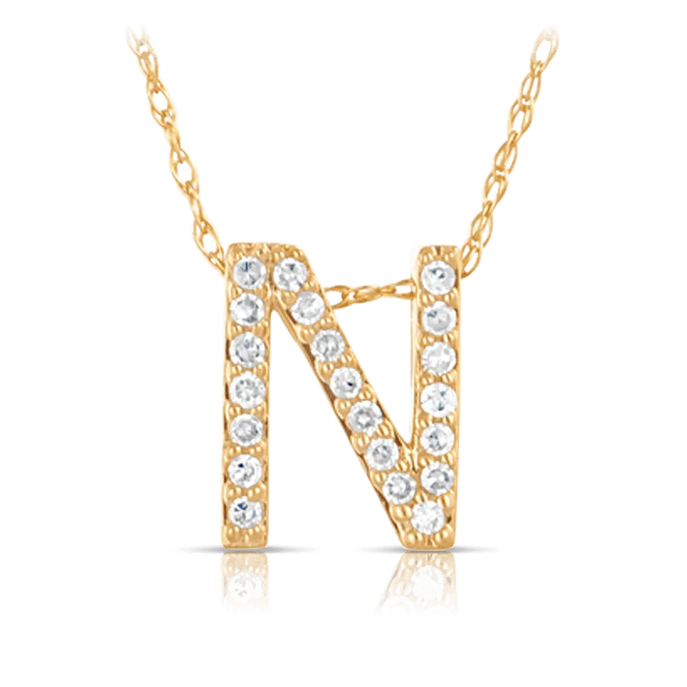 Initial Diamond Pendant set in 9ct Yellow Gold