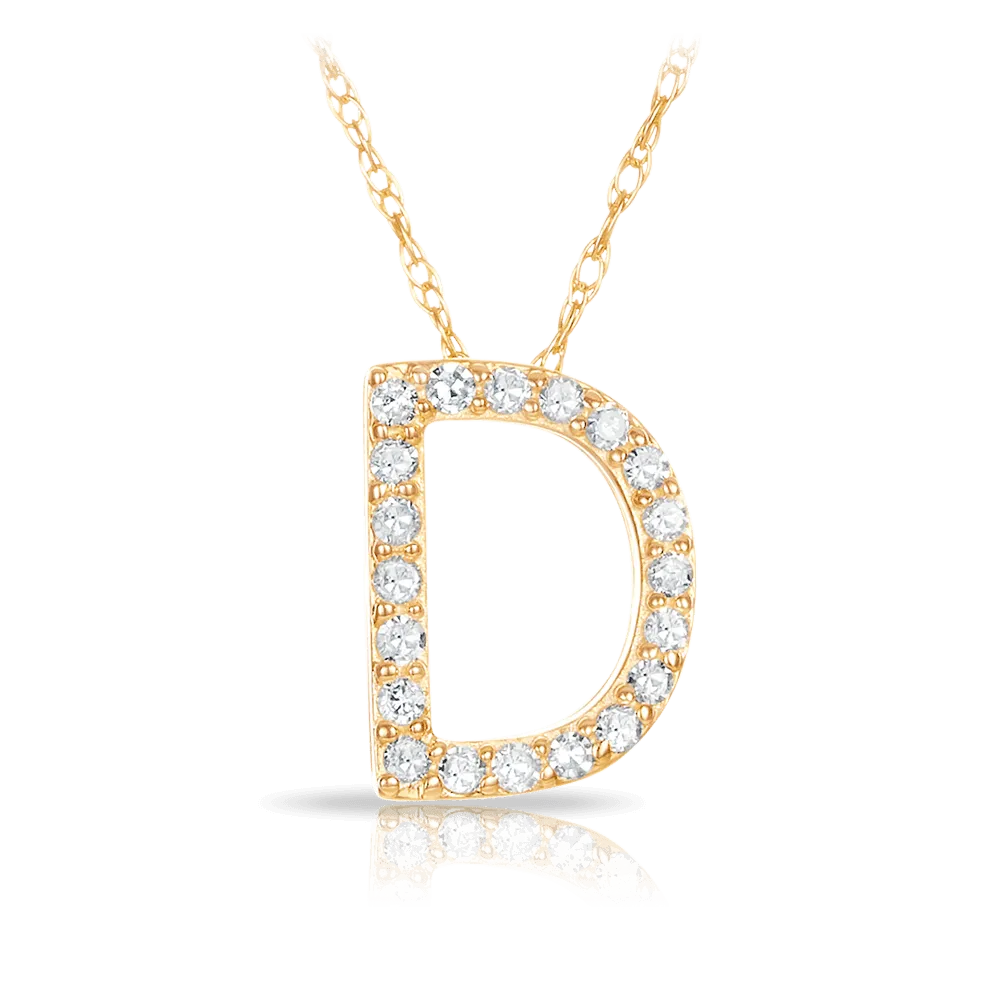 Initial Diamond Pendant set in 9ct Yellow Gold