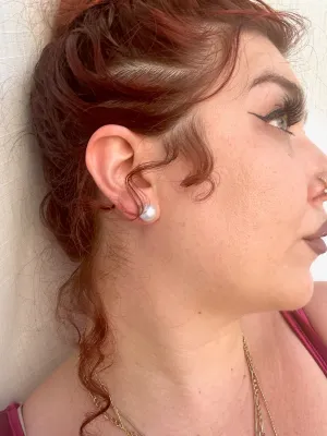 IRIDESCENT WHITE STUD EARRINGS