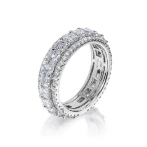 Jemma 4 Carat Asscher Cut Diamond Eternity Band 18k White  Shared Prong with Micro Pave edge