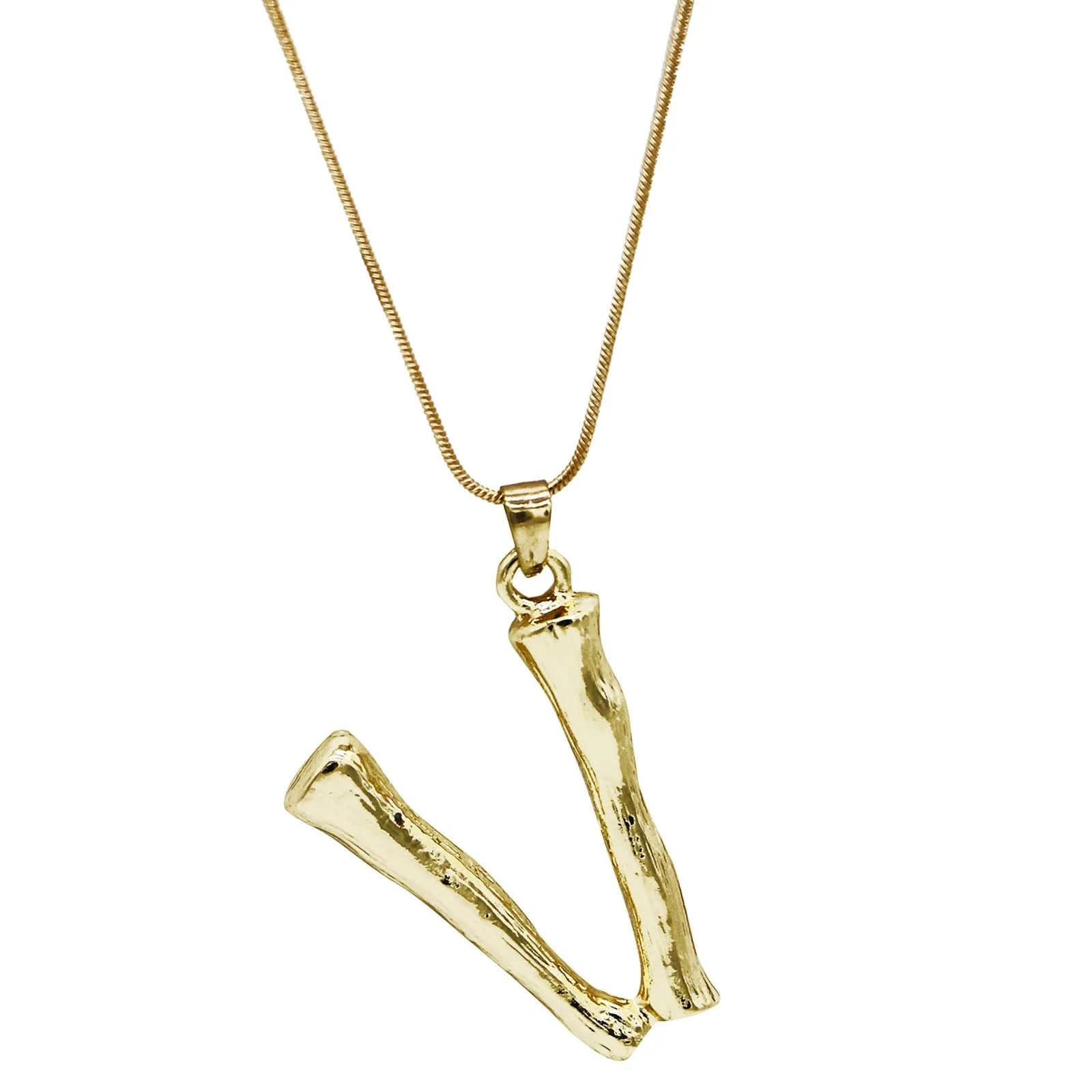 Joker & Witch V Initial Gold Pendant Necklace for Women