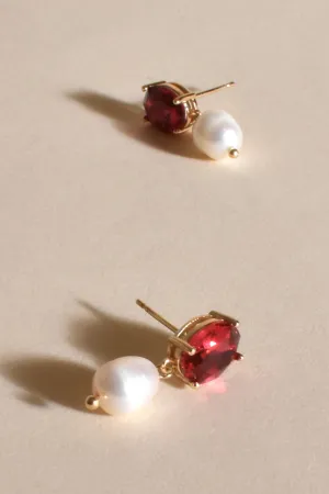 Julianna Jewel Top Pearl Drop Earrings Hot Pink/Cream