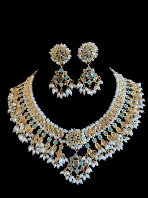 Kali feroza hyderabadi  necklace set in fresh water pearls (SHIPS IN 4 WEEKS )