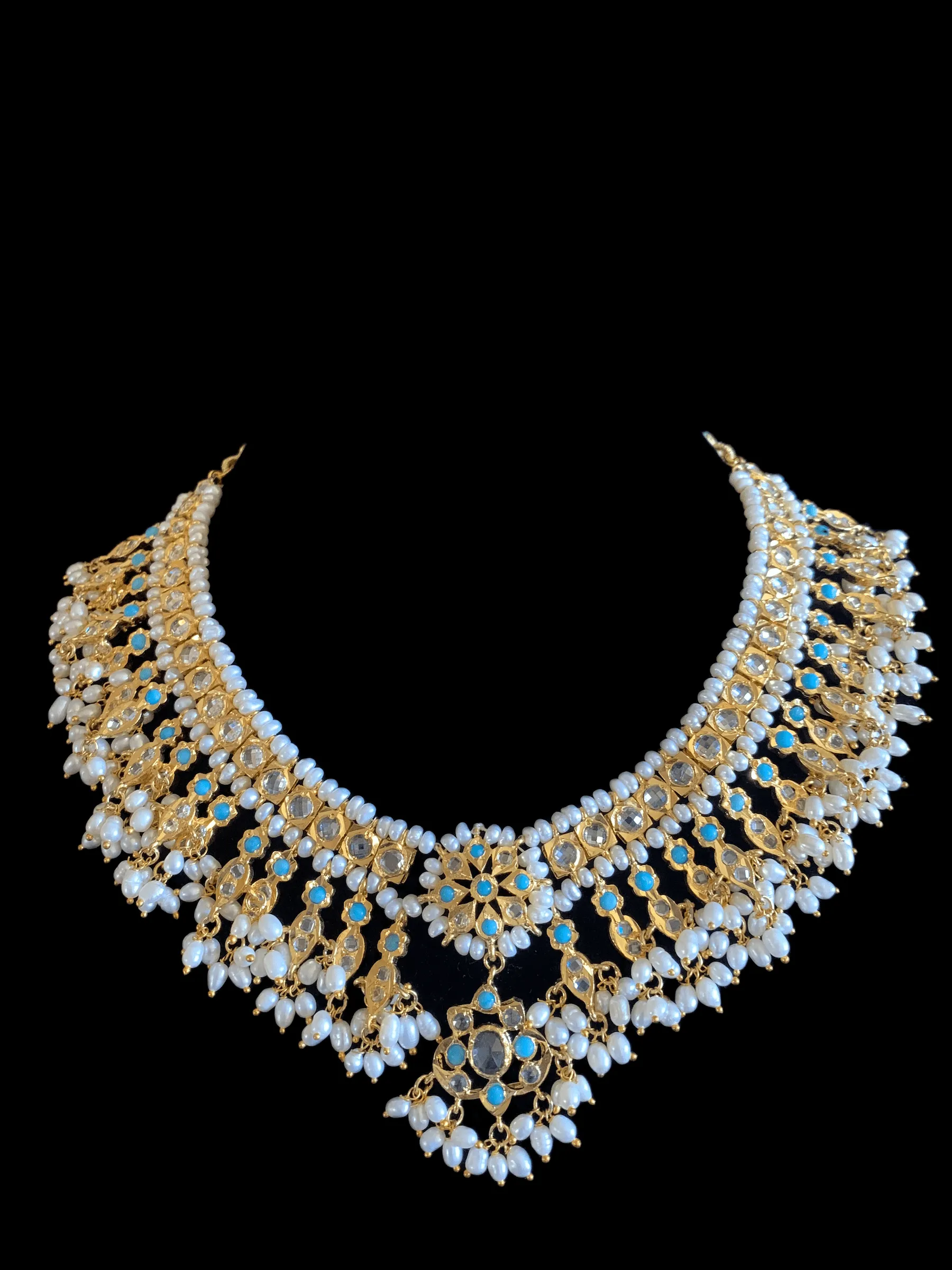 Kali feroza hyderabadi  necklace set in fresh water pearls (SHIPS IN 4 WEEKS )