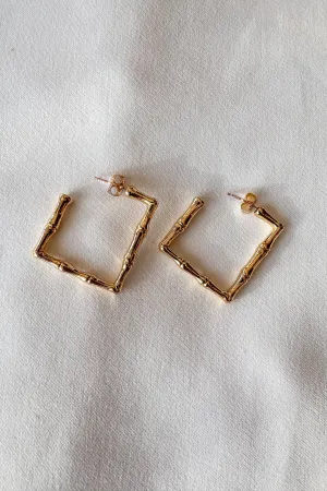 Large Bamboo Square Hoop Earrings