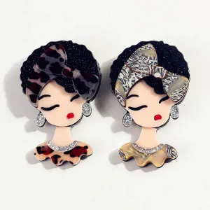 Leopard Bowknot Hairband Girl Acrylic Brooches