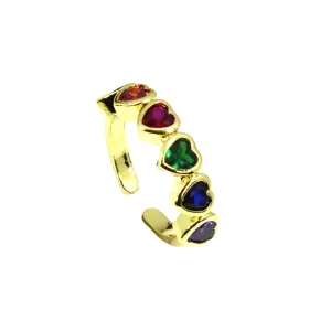 Lila Jewellery Adjustable Ring Coloured With Heart Gold