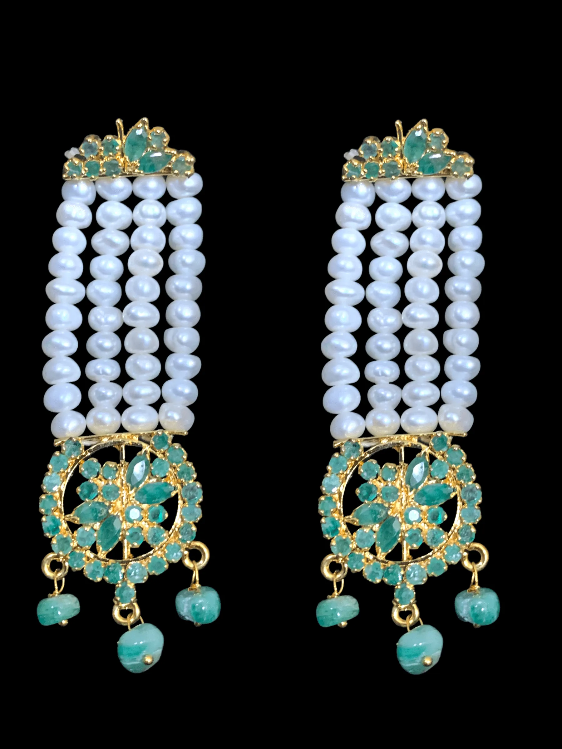 LN121 Fresh water pearl and emerald   stone Rani haar ( READY TO SHIP )