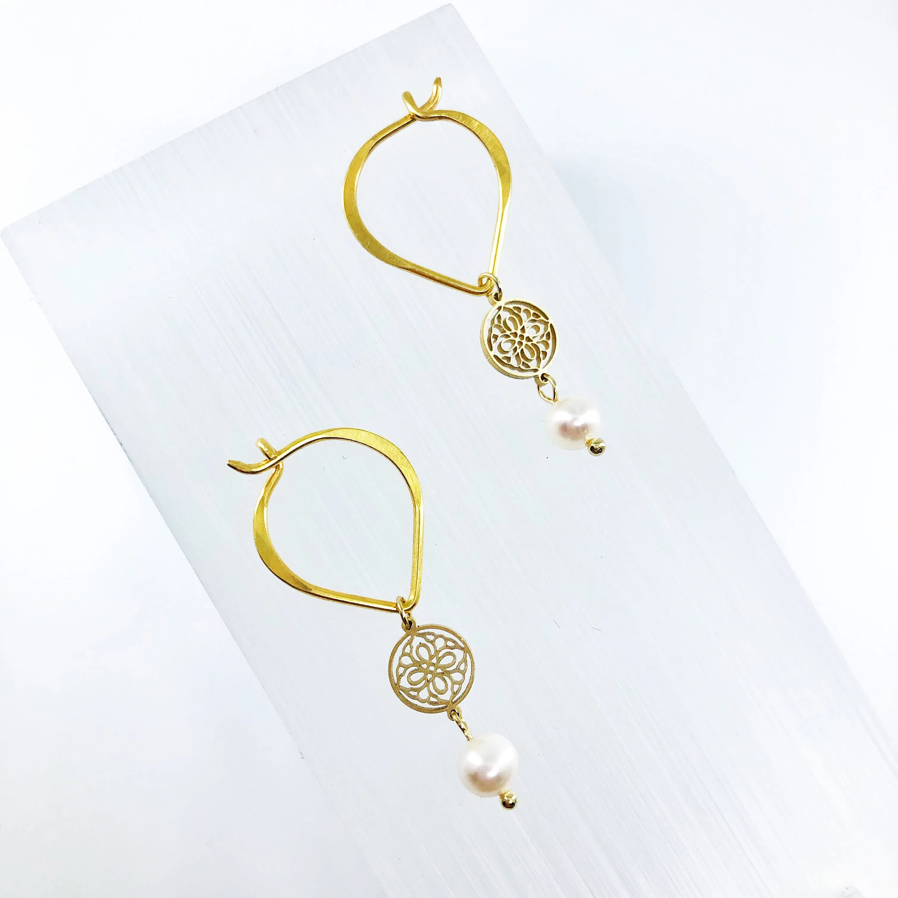 Lotus Petal Hook Pearl Earrings