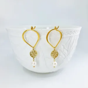 Lotus Petal Hook Pearl Earrings