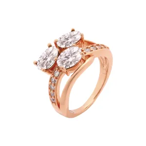 Luxurious three stones paved cluster Rose Gold rings